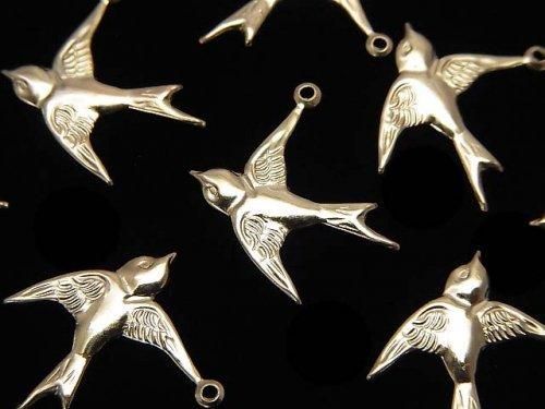14KGF Charm, Small Bird Motif, 18x18mm, 1pc
