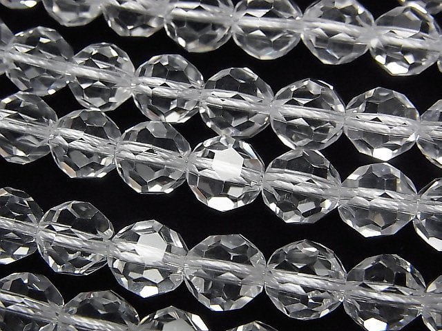 Crystal Quartz, Faceted Round Gemstone Beads