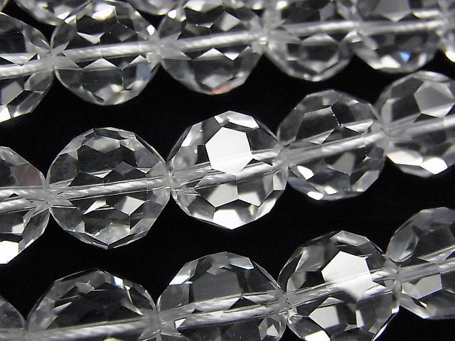 Crystal Quartz, Faceted Round Gemstone Beads