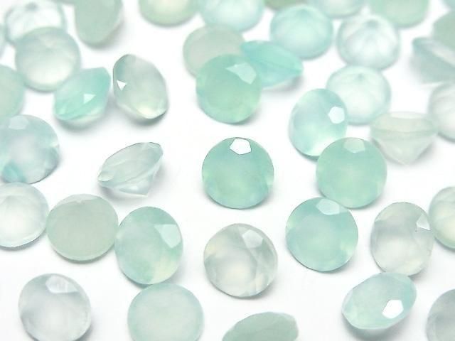 [Video] High Quality Sea Blue Chalcedony AAA Loose Stone Round Faceted 6x6mm 5pcs