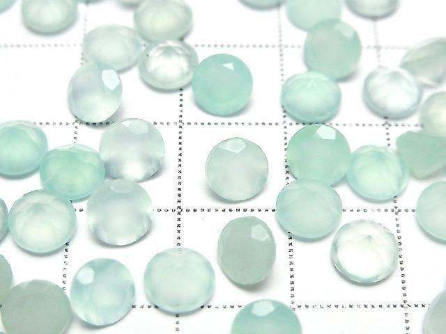 [Video] High Quality Sea Blue Chalcedony AAA Loose Stone Round Faceted 6x6mm 5pcs