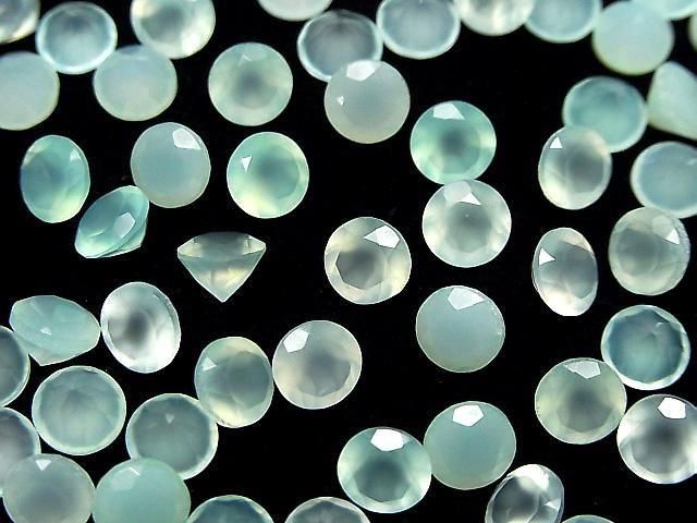 [Video] High Quality Sea Blue Chalcedony AAA Loose Stone Round Faceted 6x6mm 5pcs