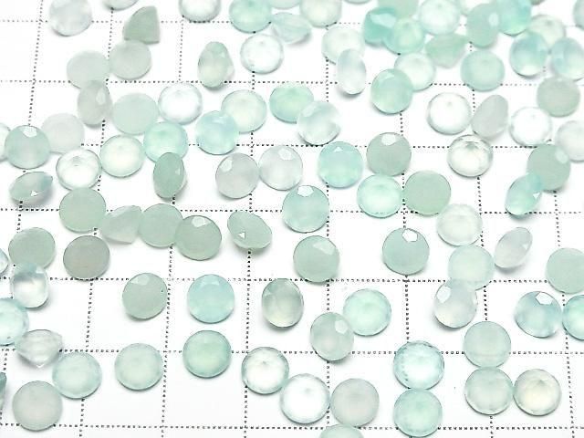 [Video] High Quality Sea Blue Chalcedony AAA Loose Stone Round Faceted 6x6mm 5pcs