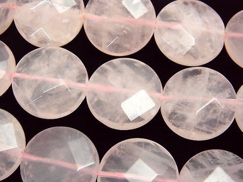 Coin, Rose Quartz Gemstone Beads