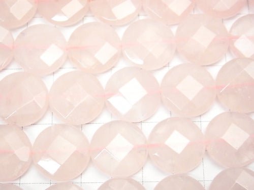 Madagascar Rose Quartz AA ++ Faceted Coin 18 x 18 x 6 mm half or 1 strand beads (aprx.15 inch / 37 cm)