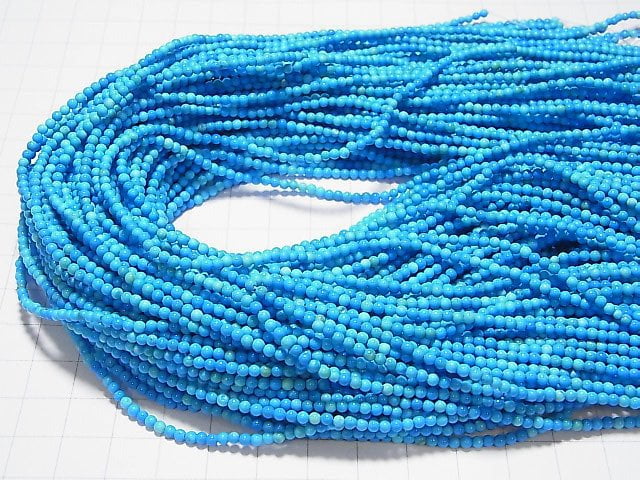 1strand $4.79! Magnesite Turquoise Round 2-2.5mm blue color 1strand beads (aprx.15inch / 38cm)