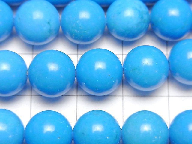 [Video] Magnesite Turquoise Round 10mm blue color 1strand beads (aprx.15inch/37cm)