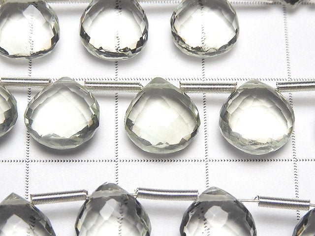 [Video]MicroCut High Quality Green Amethyst AAA Chestnut Faceted Briolette 1strand (8pcs)