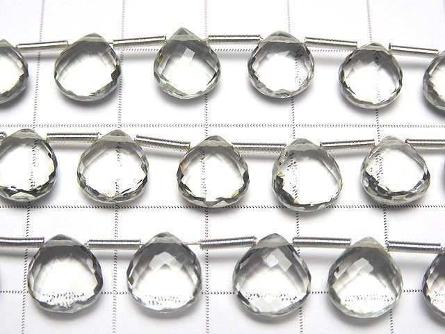 [Video]MicroCut High Quality Green Amethyst AAA Chestnut Faceted Briolette 1strand (8pcs)