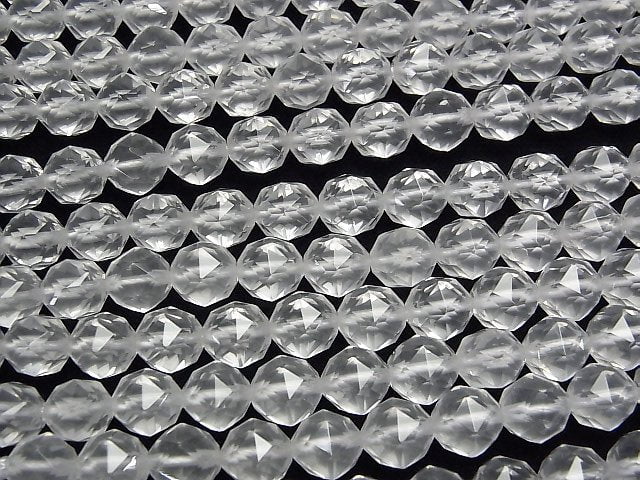 [Video]High Quality! Milky Quartz AAA Star Faceted Round 8mm 1/4 or 1strand beads (aprx.15inch/38cm)