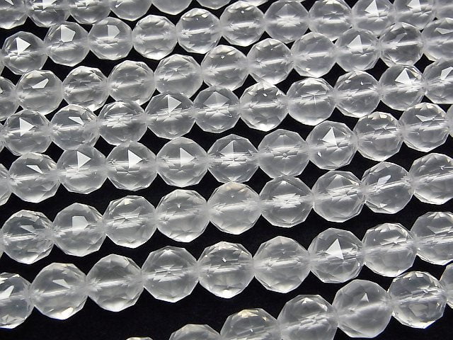 [Video]High Quality! Milky Quartz AAA Star Faceted Round 10mm 1/4 or 1strand beads (aprx.15inch/37cm)