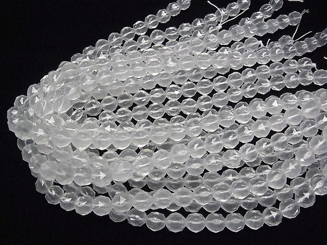 [Video]High Quality! Milky Quartz AAA Star Faceted Round 10mm 1/4 or 1strand beads (aprx.15inch/37cm)