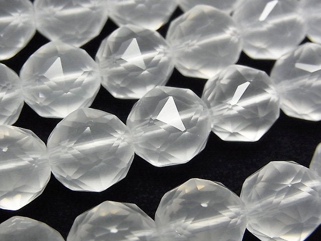 [Video]High Quality! Milky Quartz AAA Star Faceted Round 12mm 1/4 or 1strand beads (aprx.15inch/36cm)