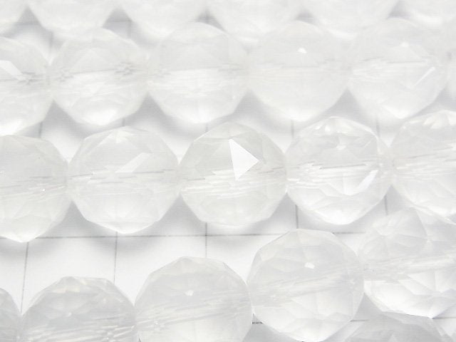 [Video]High Quality! Milky Quartz AAA Star Faceted Round 12mm 1/4 or 1strand beads (aprx.15inch/36cm)