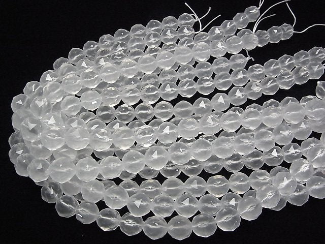 [Video]High Quality! Milky Quartz AAA Star Faceted Round 12mm 1/4 or 1strand beads (aprx.15inch/36cm)