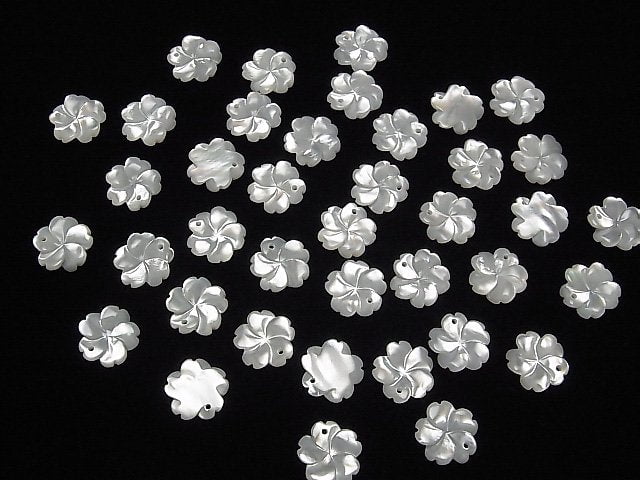 [Video] High Quality White Shell (Silver-lip Oyster) AAA Flower [8mm][10mm][12mm] 3pcs