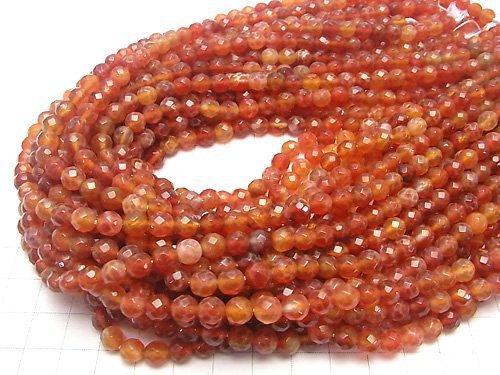 1strand $9.79! Fire Agate 64 Faceted Round 6 mm 1strand beads (aprx.15 inch / 38 cm)