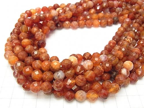 1strand $11.79! Fire Agate 64 Faceted Round 8 mm 1strand beads (aprx.15 inch / 38 cm)