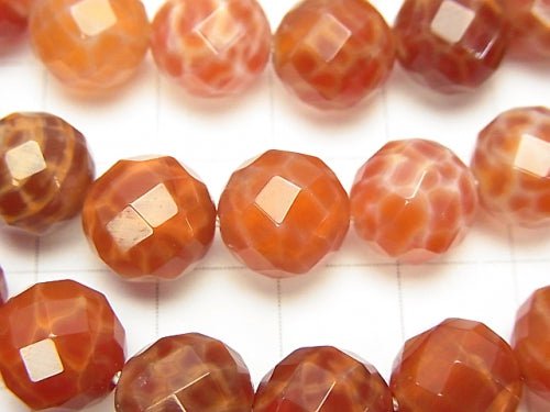 Fire Agate 64 Faceted Round 10 mm half or 1 strand beads (aprx. 15 inch / 38 cm)