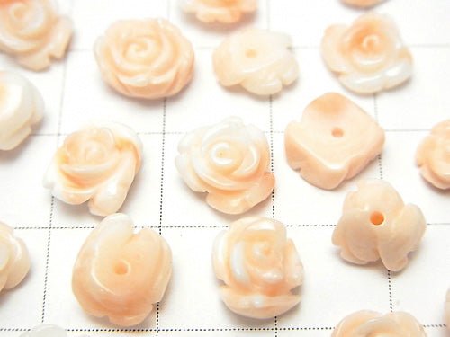 Natural color Pink - White Coral AA ++ Rose [Half Drilled Hole] 10pcs $15.99