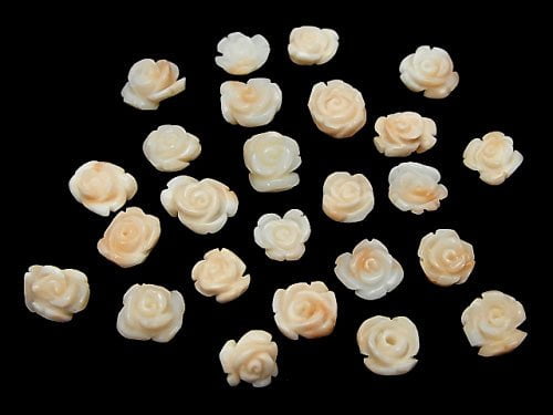 Natural color Pink - White Coral AA ++ Rose [Half Drilled Hole] 10pcs $15.99