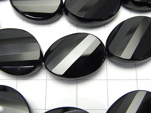 Onyx  Twist Faceted Oval 20x15x7mm half or 1strand beads (aprx.15inch/36cm)