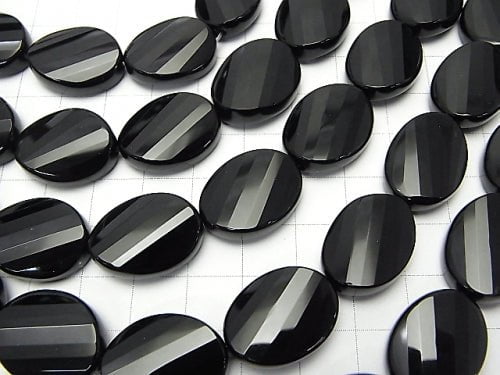 Onyx  Twist Faceted Oval 20x15x7mm half or 1strand beads (aprx.15inch/36cm)