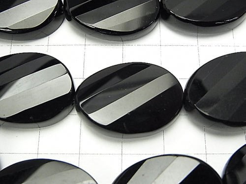 Onyx  Twist Faceted Oval 25x18x7-8 half or 1strand beads (aprx.14inch/35cm)