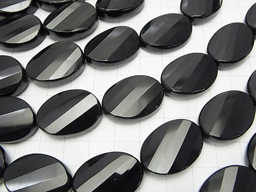 Onyx  Twist Faceted Oval 25x18x7-8 half or 1strand beads (aprx.14inch/35cm)