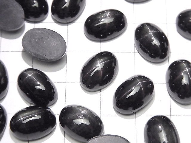 [Video] Black Star Diopside Oval Cabochon 14x10mm 2pcs