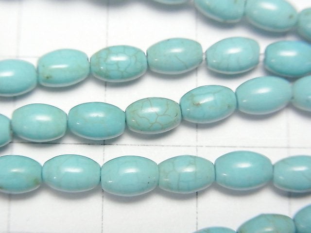 [Video]Magnesite Turquoise Rice 6x4x4mm 1strand beads (aprx.15inch/38cm)