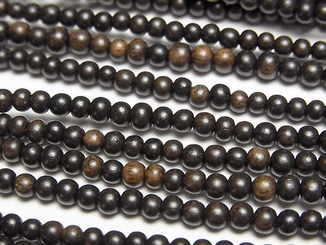 Ebony Wood  Semi Round 3-3.5mm 1strand beads (aprx.15inch/38cm)