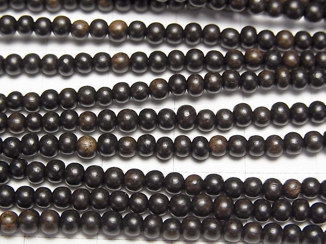 Ebony Wood  Semi Round 3-3.5mm 1strand beads (aprx.15inch/38cm)