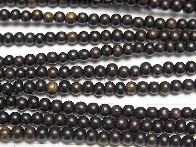 Ebony Wood  Semi Round 3-3.5mm 1strand beads (aprx.15inch/38cm)