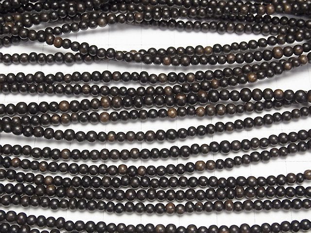 Ebony Wood  Semi Round 3-3.5mm 1strand beads (aprx.15inch/38cm)