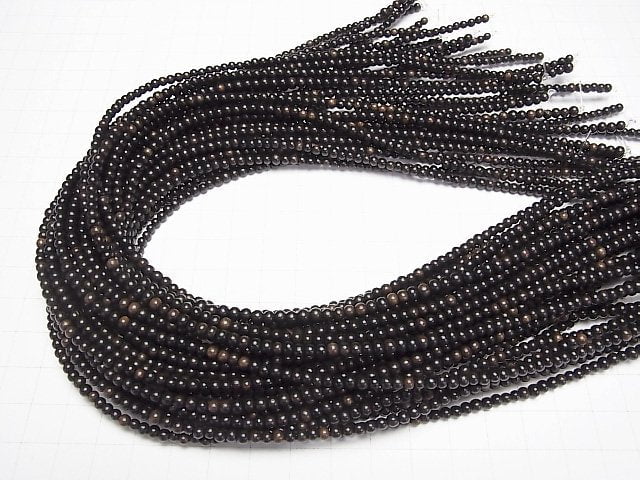 Ebony Wood  Semi Round 3-3.5mm 1strand beads (aprx.15inch/38cm)