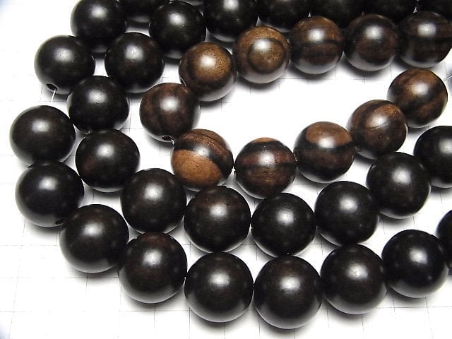 Ebony Wood  Semi Round 20mm 1strand beads (aprx.15inch/36cm)