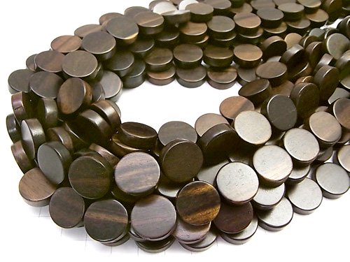 1strand $6.79! Ebony Wood  Coin 15x15x5mm 1strand beads (aprx.15inch/38cm)