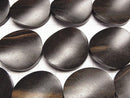 Ebony Wood Twist Coin 25x25x6mm 1strand beads (aprx.14inch/34cm)