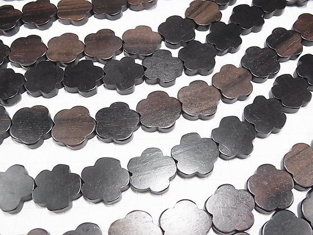 1strand $8.79! Ebony Wood Flower 20x20x5mm 1strand beads (aprx.15inch / 37cm)