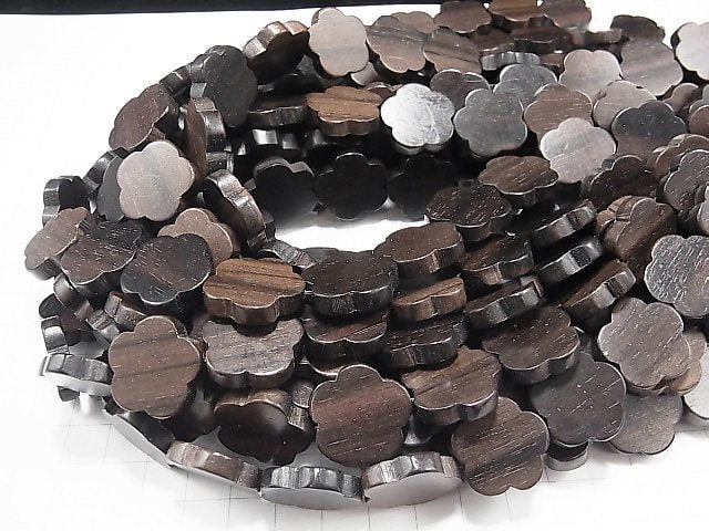 1strand $8.79! Ebony Wood Flower 20x20x5mm 1strand beads (aprx.15inch / 37cm)