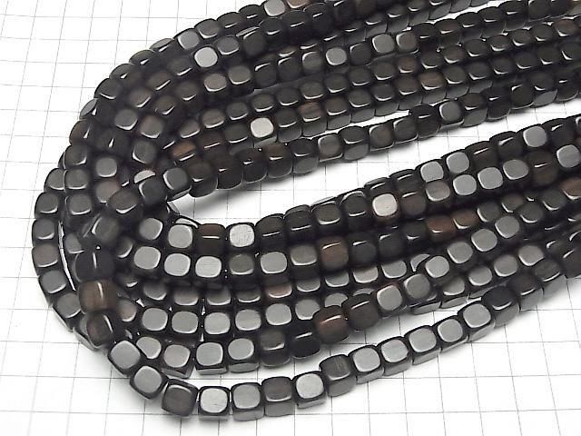 黑檀木立方珠 8x8x8公釐 1串珠 (約15英吋/38公分)