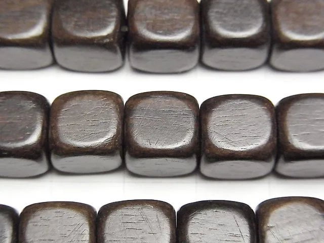 Ebony Wood  Cube 10x10x10mm 1strand beads (aprx.15inch/38cm)