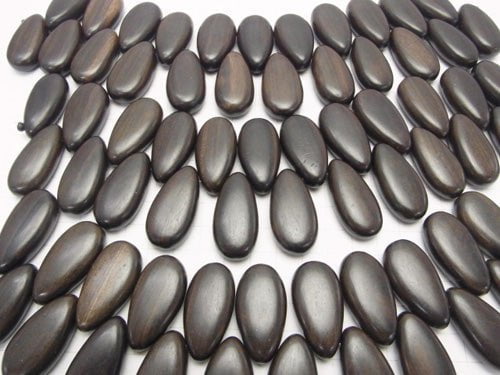 1strand $8.79! Ebony Wood  Pear shape 34x18x10mm Top Side Drilled Hole  1strand beads (aprx.8inch/20cm)