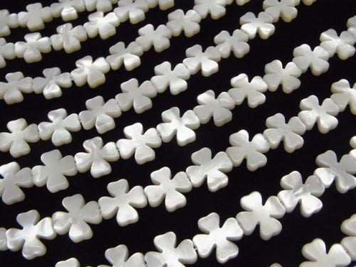 High quality White Shell (Silver-lip Oyster) Flower motif 13x13x3mm 1/4 or 1strand beads (aprx.15inch / 38cm)