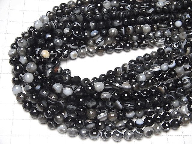 [Video] Tibetan Agate 128 Faceted Round 6 mm 1strand beads (aprx.15 inch / 36 cm)