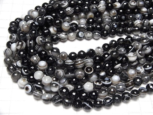 [Video] Tibetan Agate 128 Faceted Round 8 mm 1strand beads (aprx.15 inch / 37 cm)