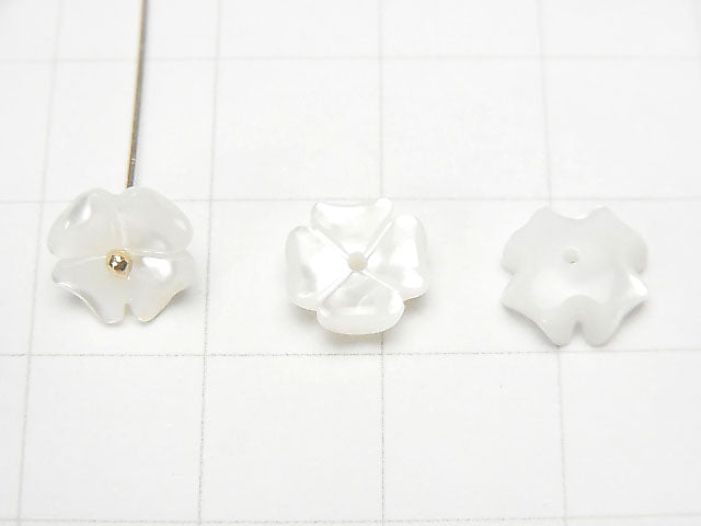 [Video] High quality White Shell (Silver-lip Oyster) AAA Flower [6 mm] [8 mm] [10 mm] Center hole 4 pcs $3.19