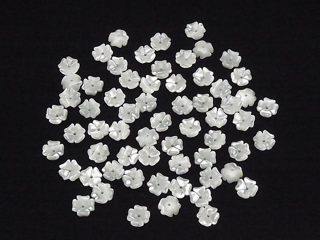 [Video] High quality White Shell (Silver-lip Oyster) AAA Flower [6 mm] [8 mm] [10 mm] Center hole 4 pcs $3.19