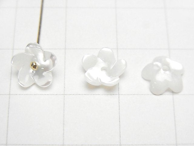 [Video] High quality White Shell (Silver-lip Oyster) AAA Stereoscopic Flower [6 mm] [8 mm] [10 mm] Center hole 4 pcs $4.19